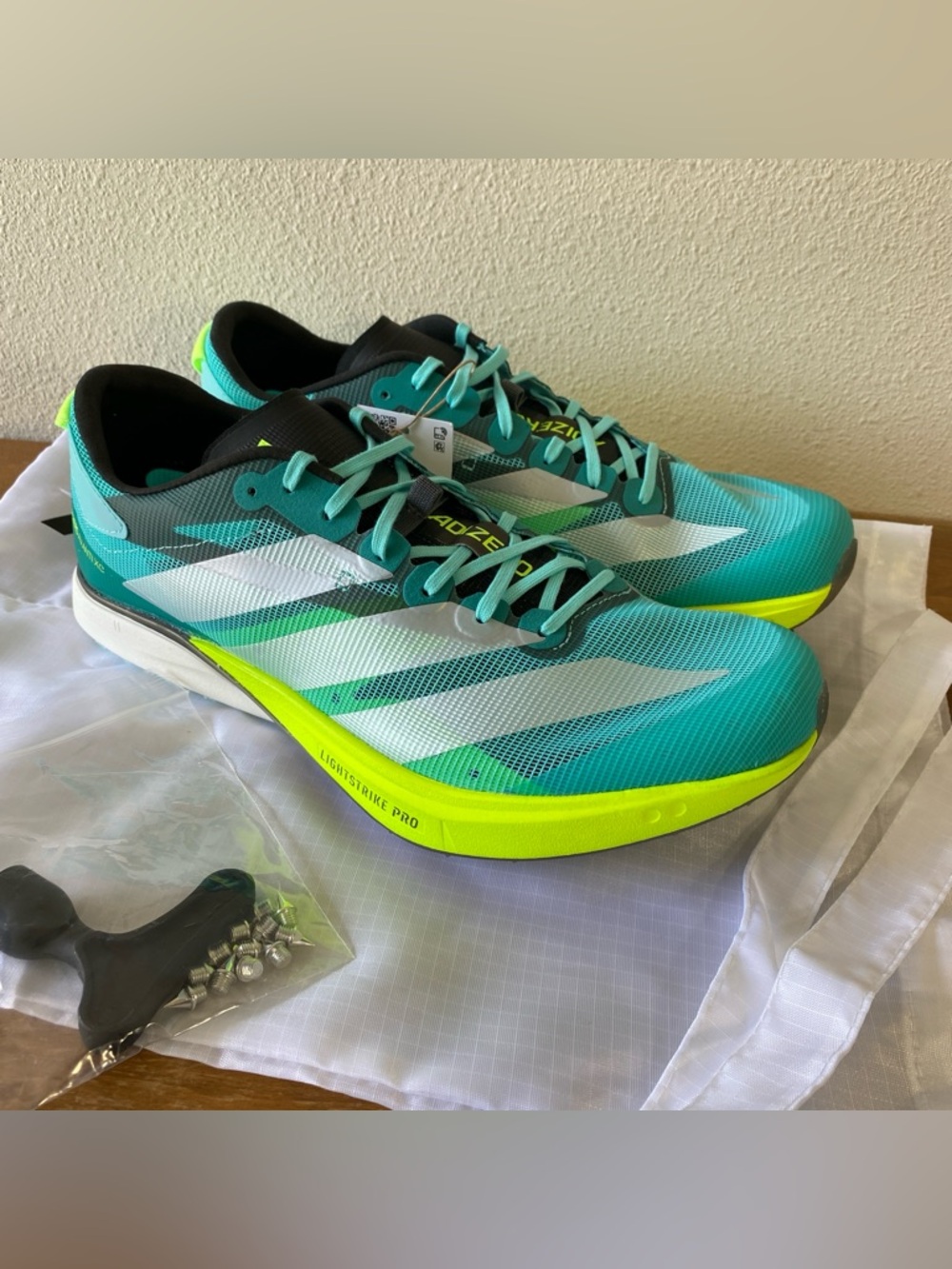 Adidas Adizero Avanti XC Aqua Running Spikes Blue Green - Size 8.5